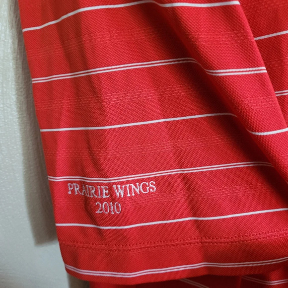 Nike Golf Dri-Fit Red Striped Short Sleeve Polo ¼ Button Shirt Size Men's Large - Picture 6 of 9